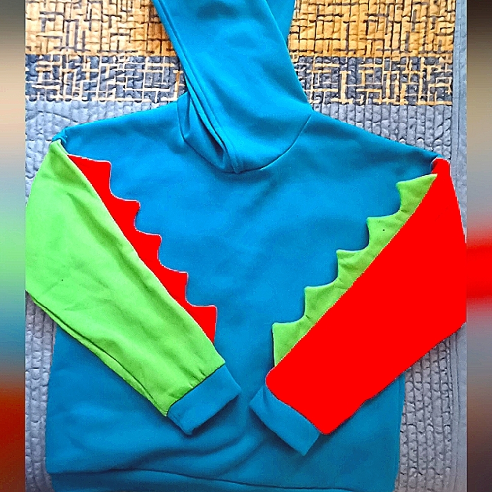 Dinosaur hoodie with spikes on sleeves and hood